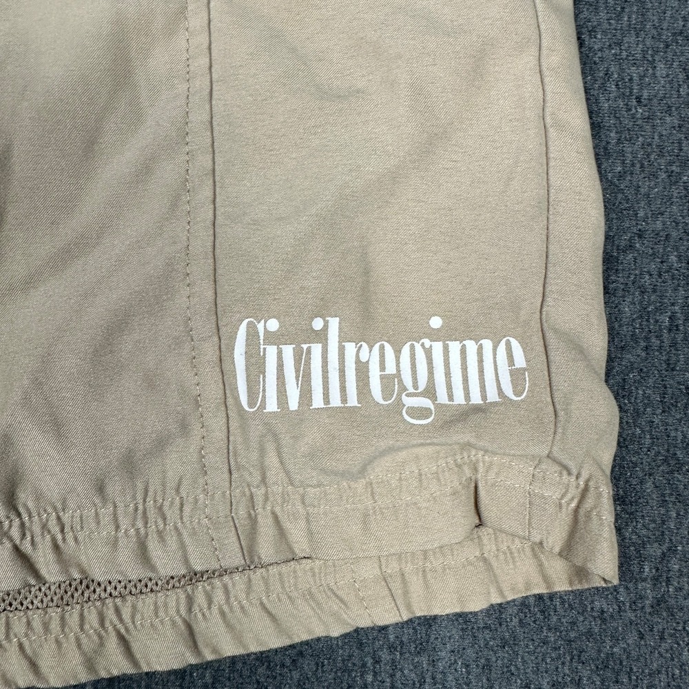Civil Regime Mens Medium Mesh Lined Hybrid Shorts Sand Beige Track Swim Trunks M - Picture 3 of 11